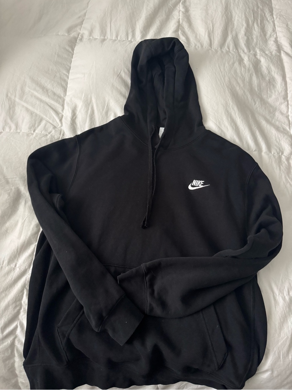 Nike Black Hoodie with White Swoosh Chest Logo